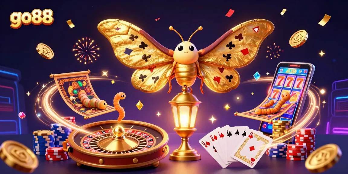 Experience thrilling gameplay at go88 with golden coins, vibrant poker chips, and a dazzling casino scene.
