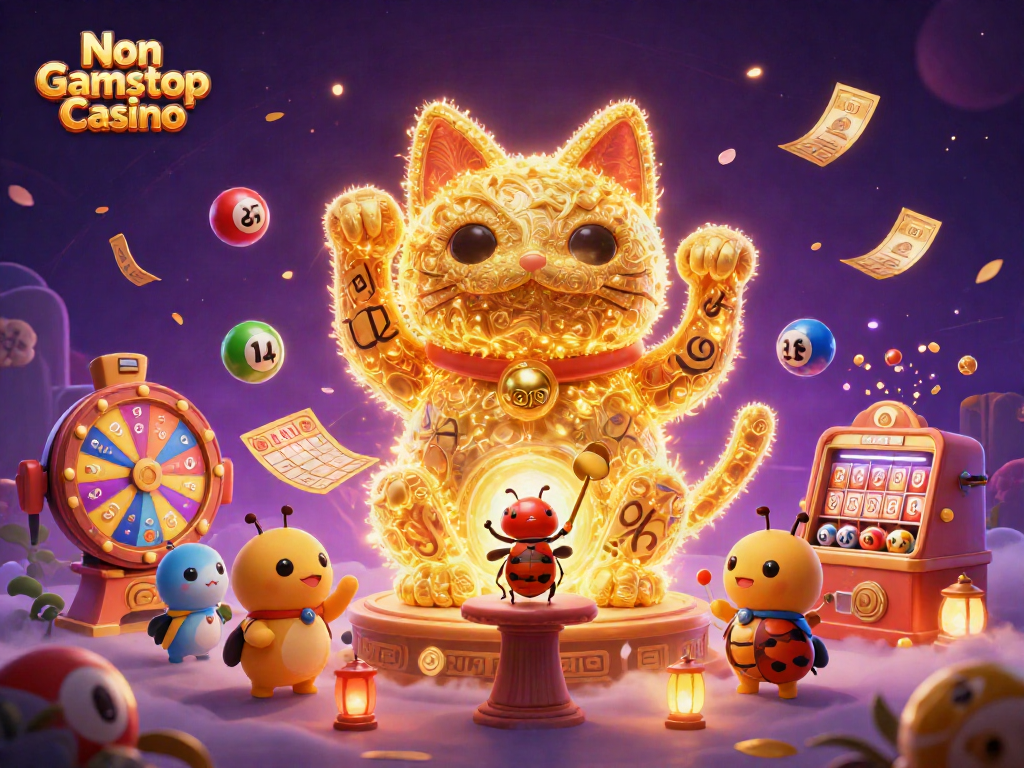 Experience exciting wins at Non Gamstop Casino with dynamic lottery elements and a lucky cat!