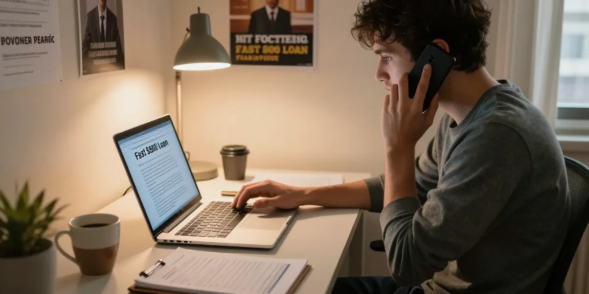 Individual exploring options for a fast $800 loan in a cozy home office setting.