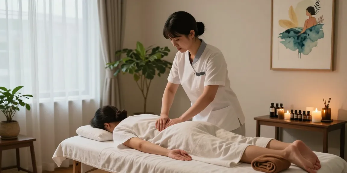 Relaxing 강남출장마사지 therapy session in a tranquil home setting.