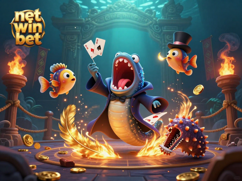 Experience the thrill of net win bet in a vibrant, magical underwater casino scene.