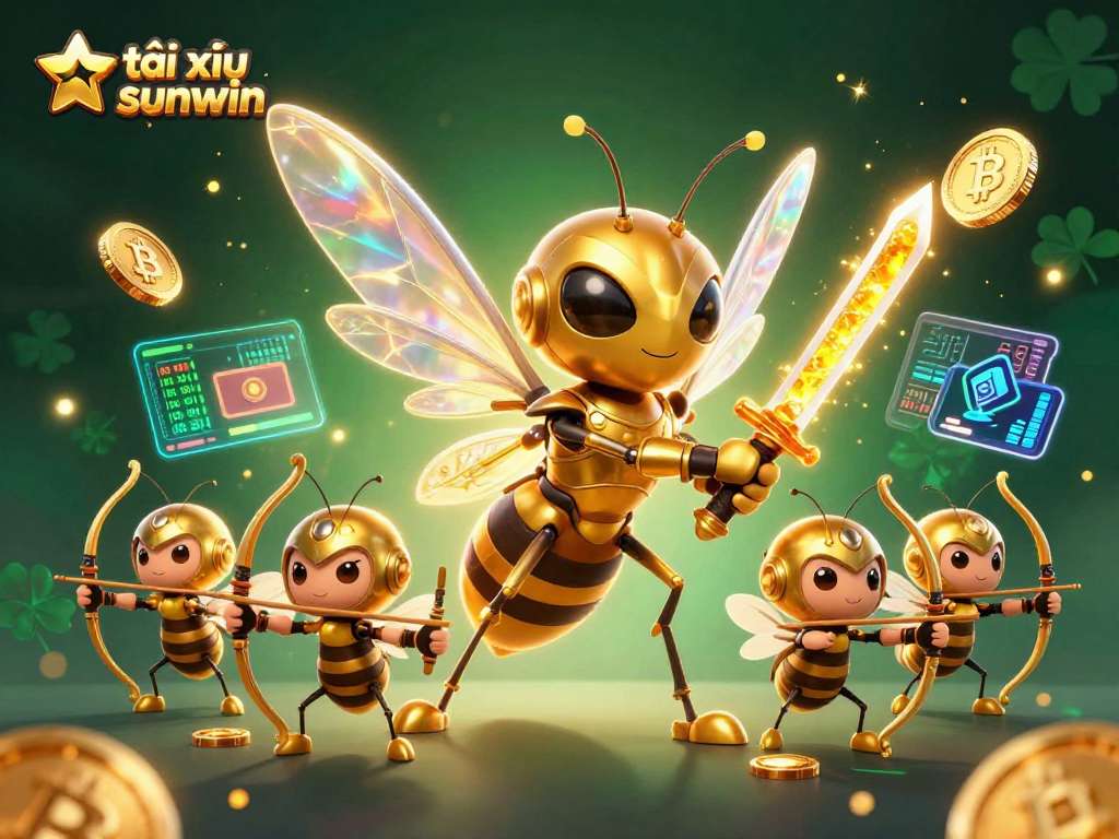 Engage in thrilling tài xỉu sunwin gameplay with a vibrant 3D casino illustration featuring dynamic crypto elements.