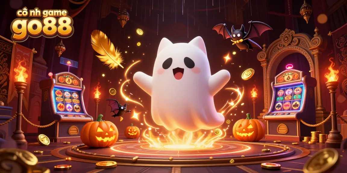 Experience thrilling gameplay at cổng game go88 with a mystical ghost cat and vibrant casino elements.