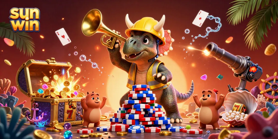 Experience the excitement of sun win with vibrant 3D casino characters and a rich gaming scene.