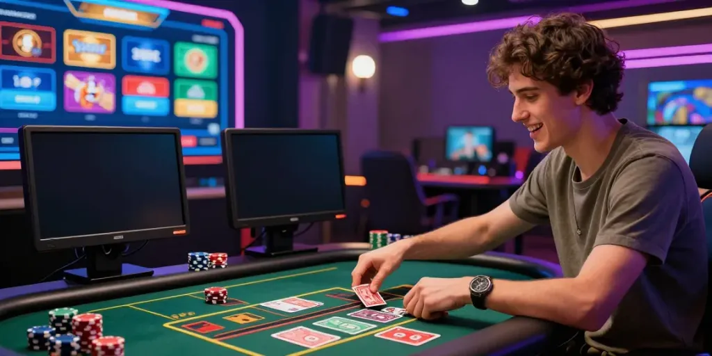 Engaging gaming experience on http://sin88-onl.com/ showcasing a player interacting with an online casino setup.