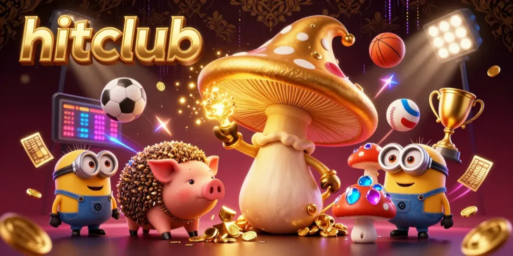 Engage with hitclub's vibrant gaming universe through an enchanting illustration showcasing unique characters and dynamic sports elements.
